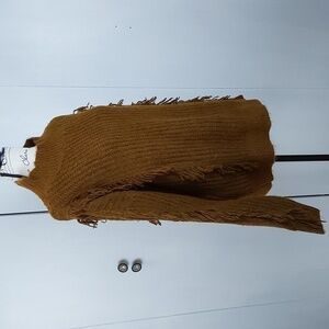 Calvin Klein| Womens Brown Boho Textured Knit Sweater With Fringe Sz.XL